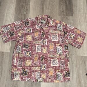 Sportif USA Men's Large Tropical Print 100% Cotton Short Sleeve Shirt